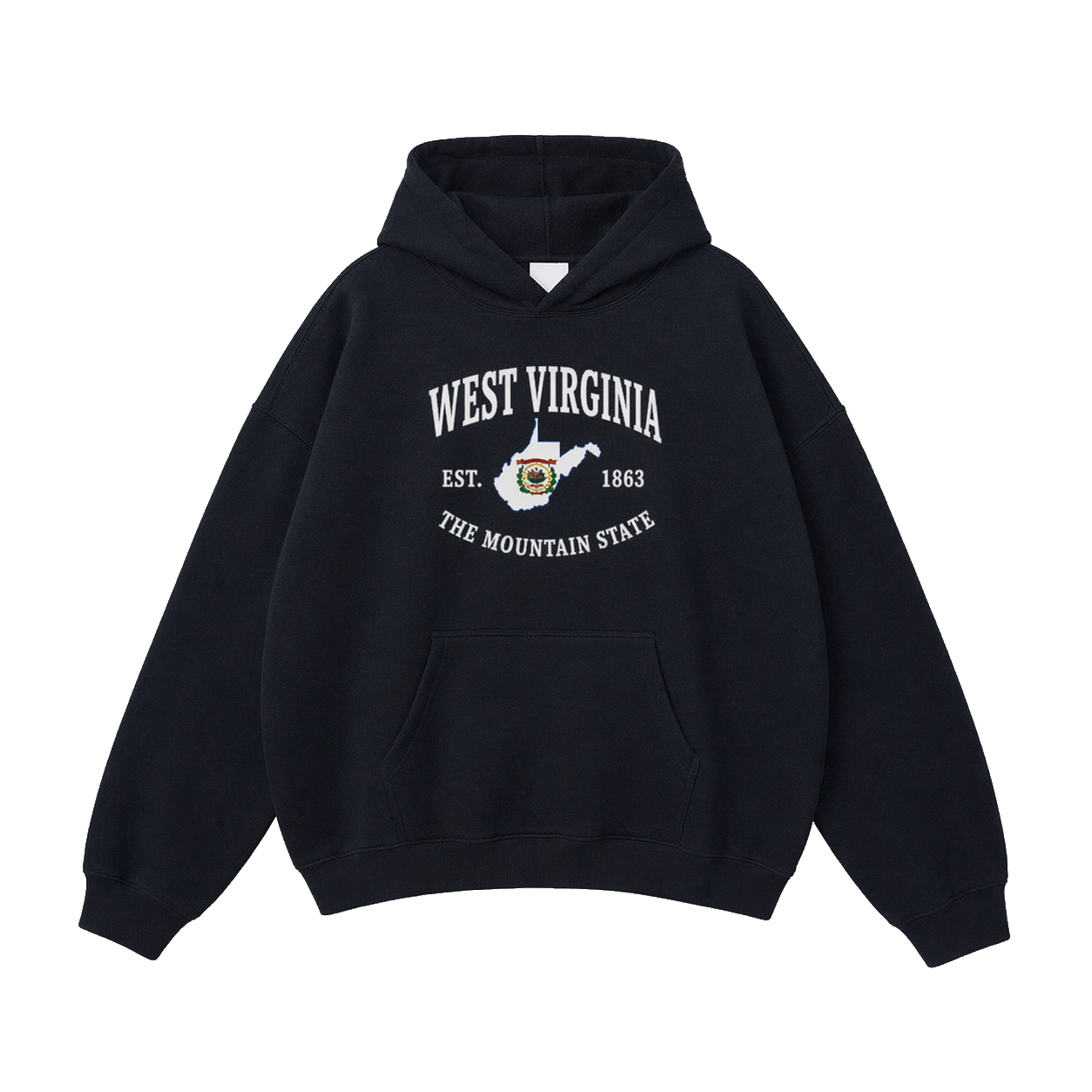 Collection 8 West Virginia Oversize Fleeced Hoodie - Black front