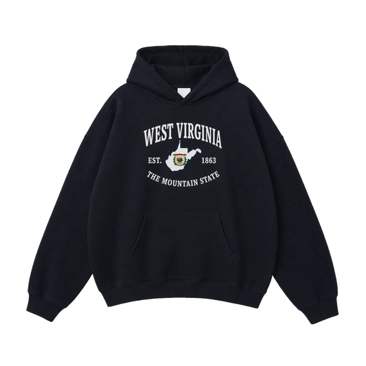 Collection 8 West Virginia Oversize Fleeced Hoodie - Black front