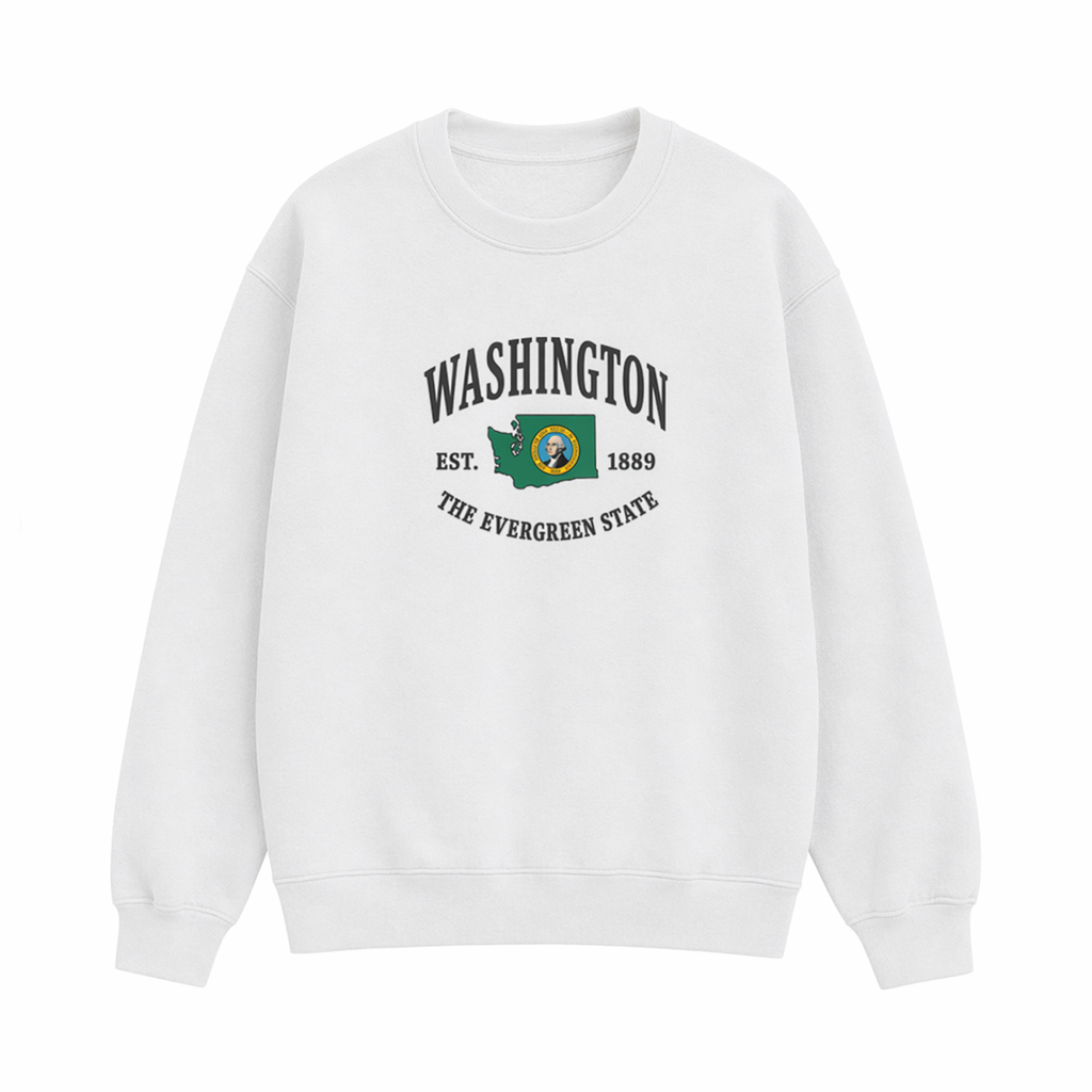 Collection 8 Washington Essential Heavyweight Crewneck Sweatshirt - White front