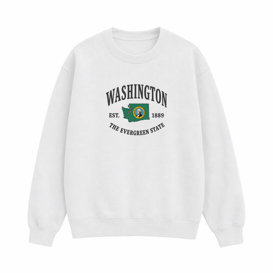Collection 8 Washington Essential Heavyweight Crewneck Sweatshirt - White front