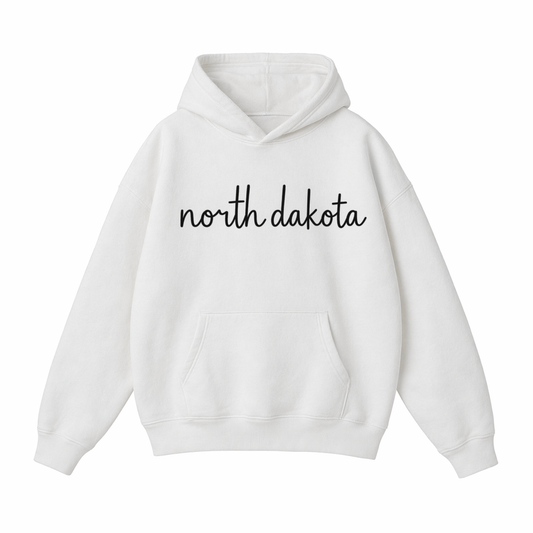Collection 3 North Dakota Oversize Fleeced Hoodie - White front