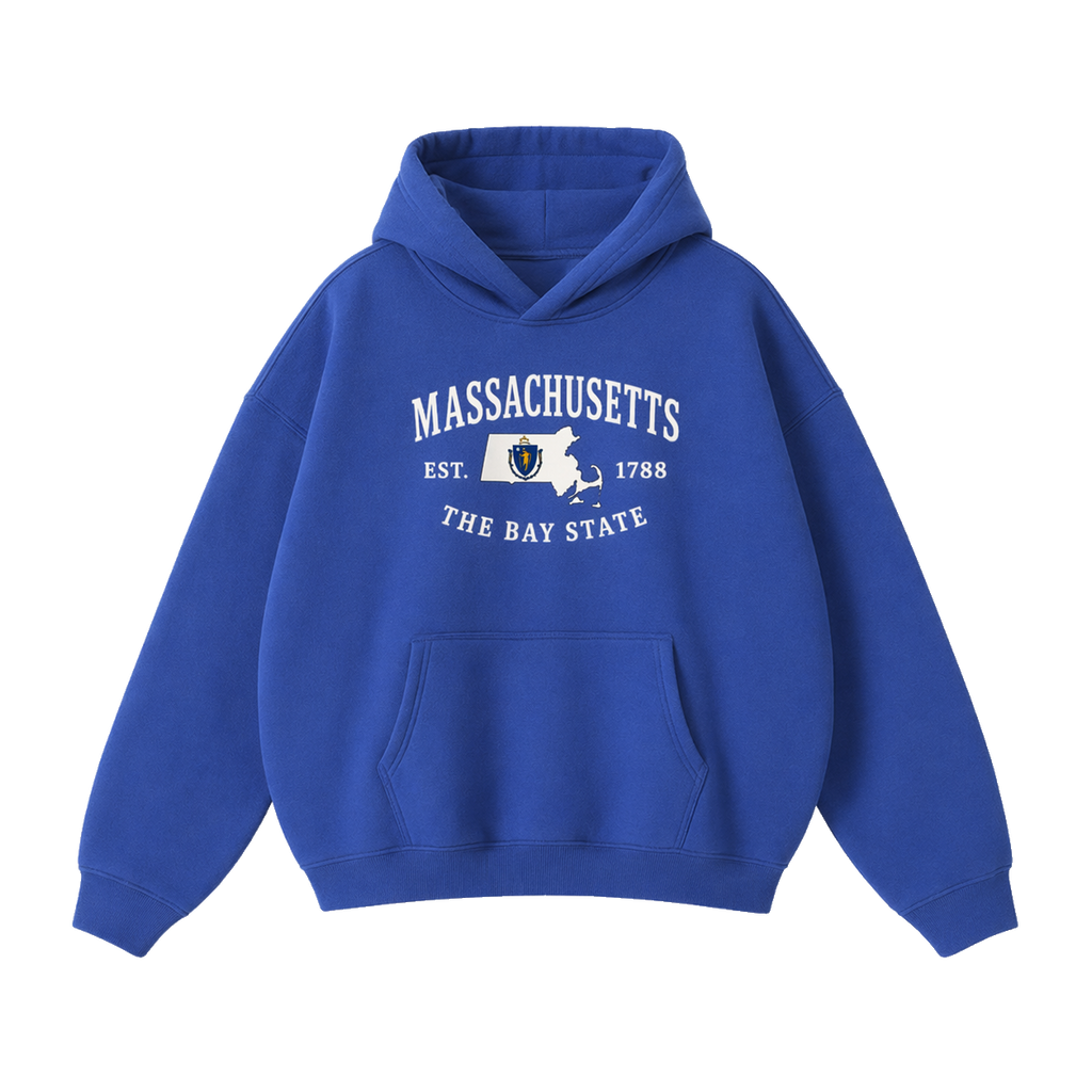 Collection 8 Massachusetts Oversize Fleeced Hoodie - Klein Blue front