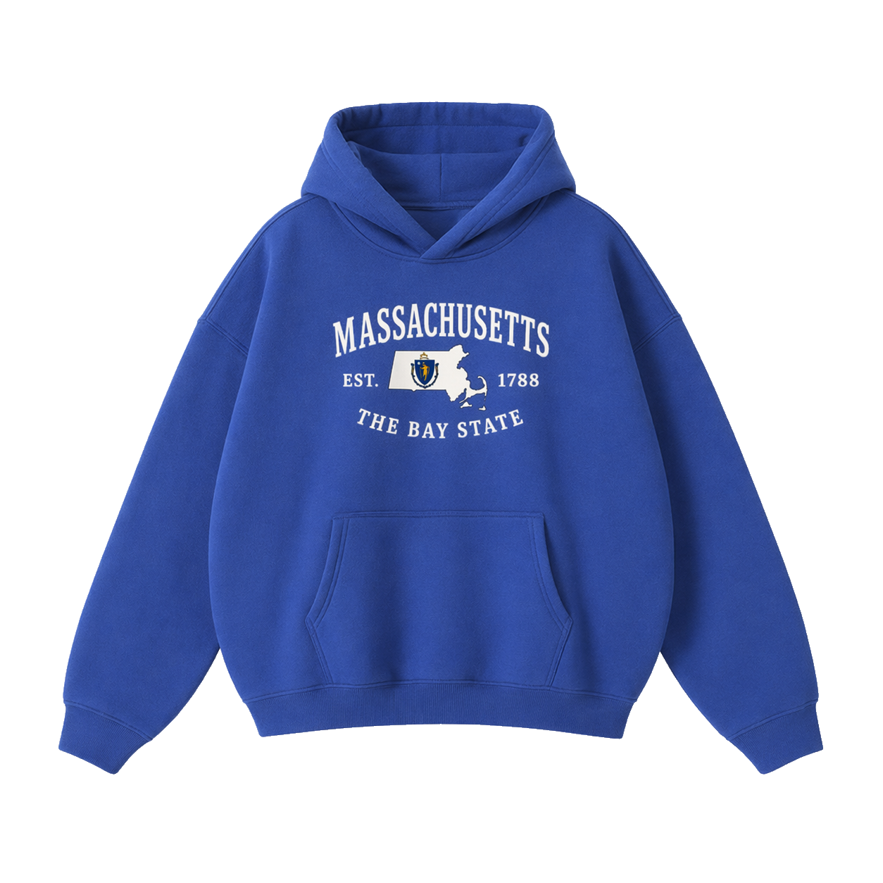 Collection 8 Massachusetts Oversize Fleeced Hoodie - Klein Blue front