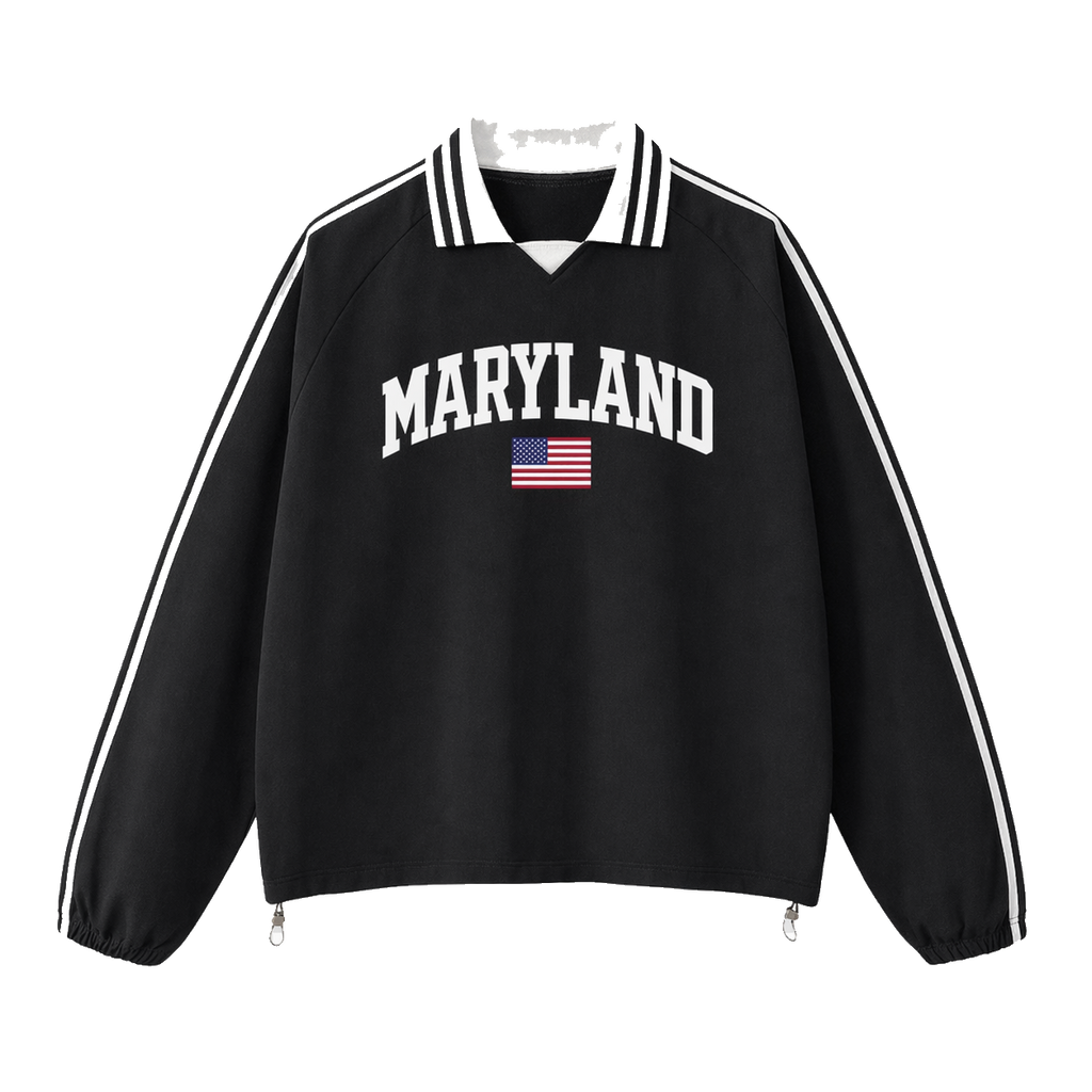 Collection 2 Maryland Contrast Striped Lapel Collar Sweatshirt - Black front