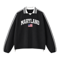 Collection 2 Maryland Contrast Striped Lapel Collar Sweatshirt - Black front