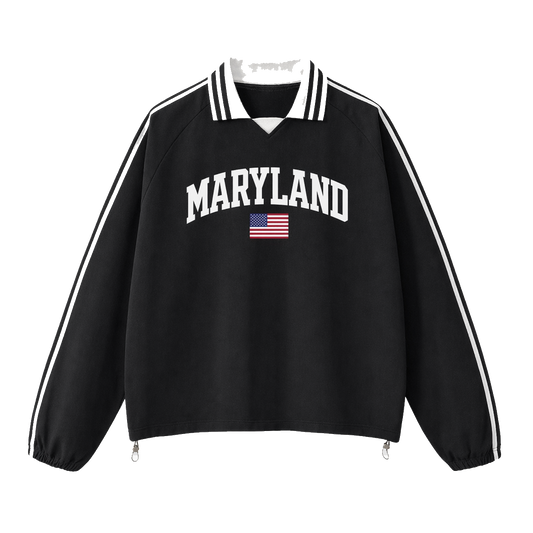 Collection 2 Maryland Contrast Striped Lapel Collar Sweatshirt - Black front