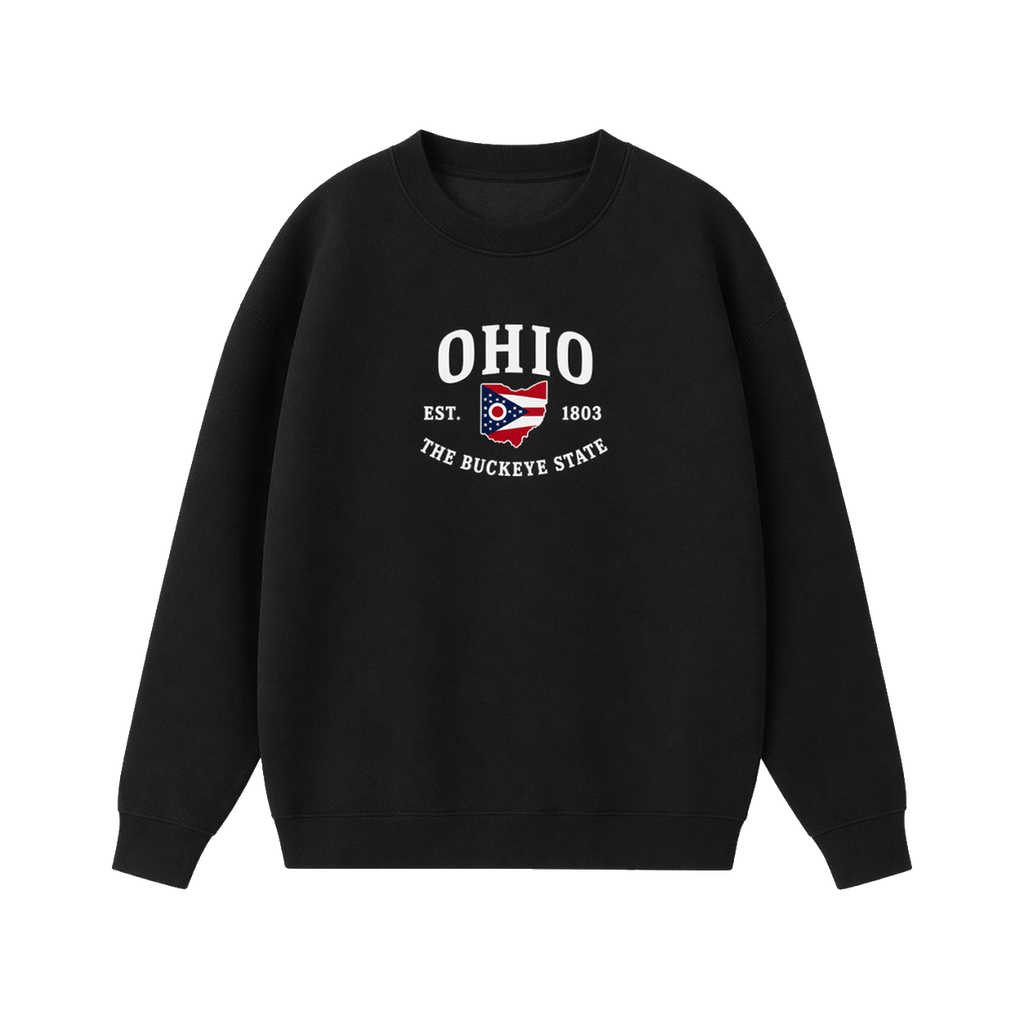 Collection 8 Ohio Essential Heavyweight Crewneck Sweatshirt - Black front