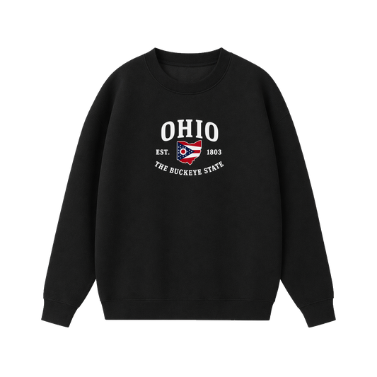 Collection 8 Ohio Essential Heavyweight Crewneck Sweatshirt - Black front
