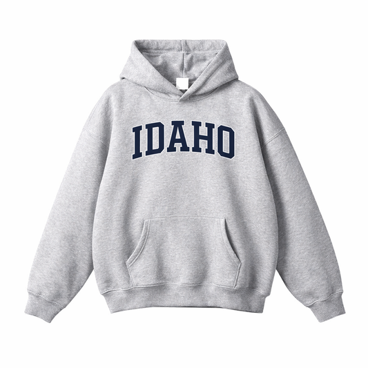 Collection 1 Idaho Oversize Fleeced Hoodie - Flower Gray front