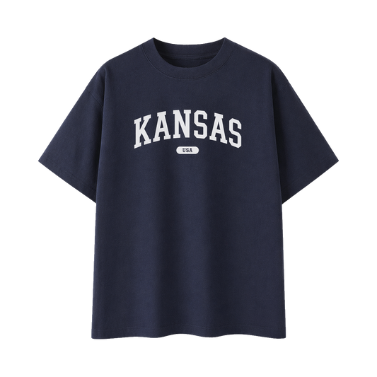 Collection 4 Kansas Essential Cotton T-Shirt - Navy Blue front