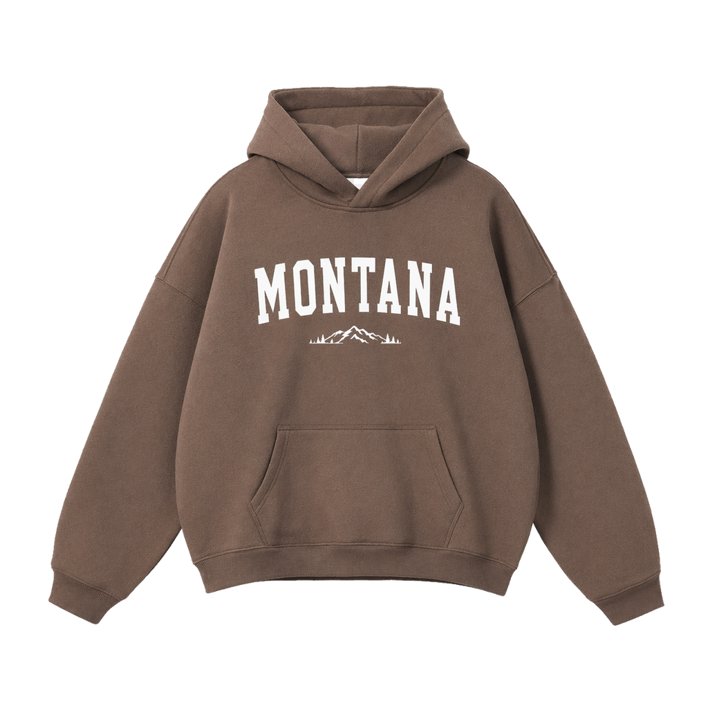 Collection 9 Montana Oversize Fleeced Hoodie - Brown front