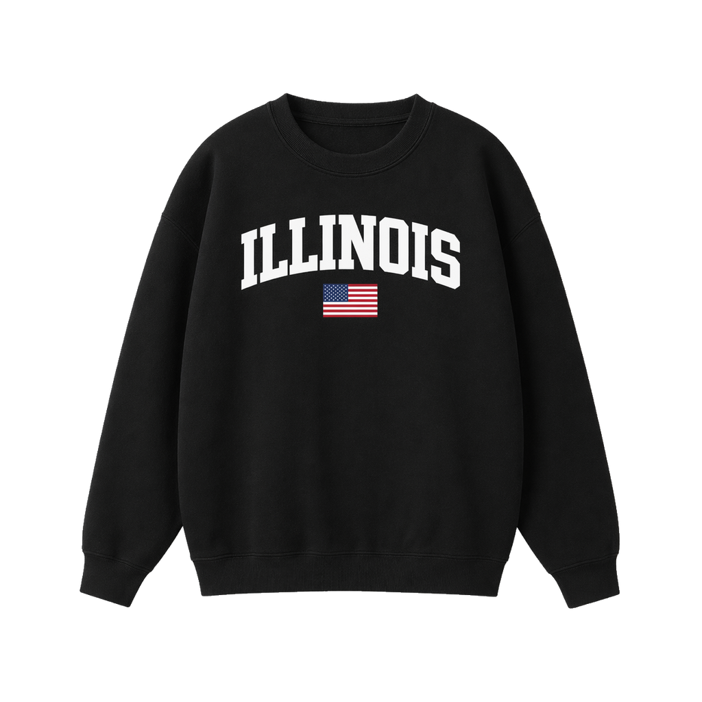 Collection 2 Illinois Essential Heavyweight Crewneck Sweatshirt - Black front
