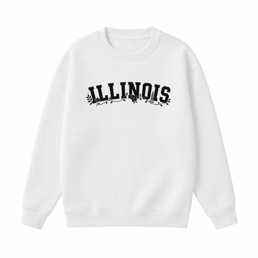 Collection 10 Illinois Essential Heavyweight Crewneck Sweatshirt - White front