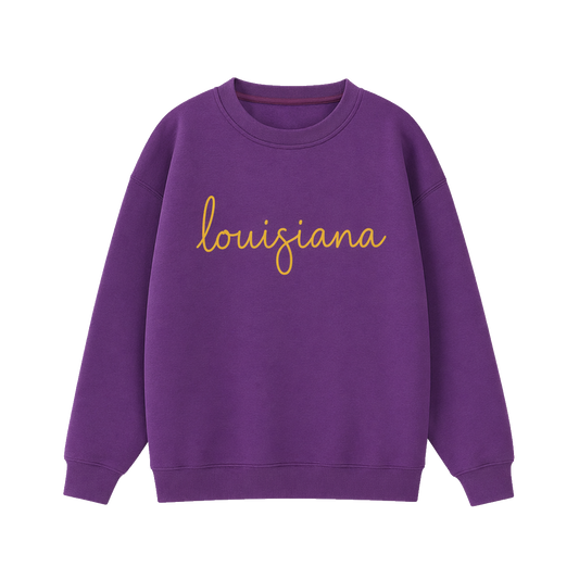 Collection 3 Louisiana Essential Heavyweight Crewneck Sweatshirt - Purple front