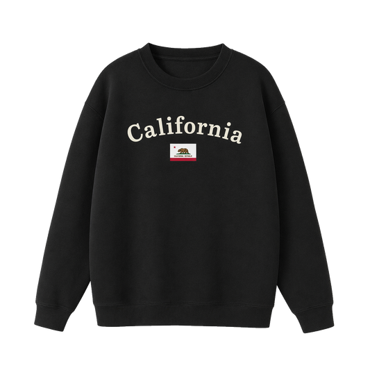 Collection 6 California Essential Heavyweight Crewneck Sweatshirt - Black front