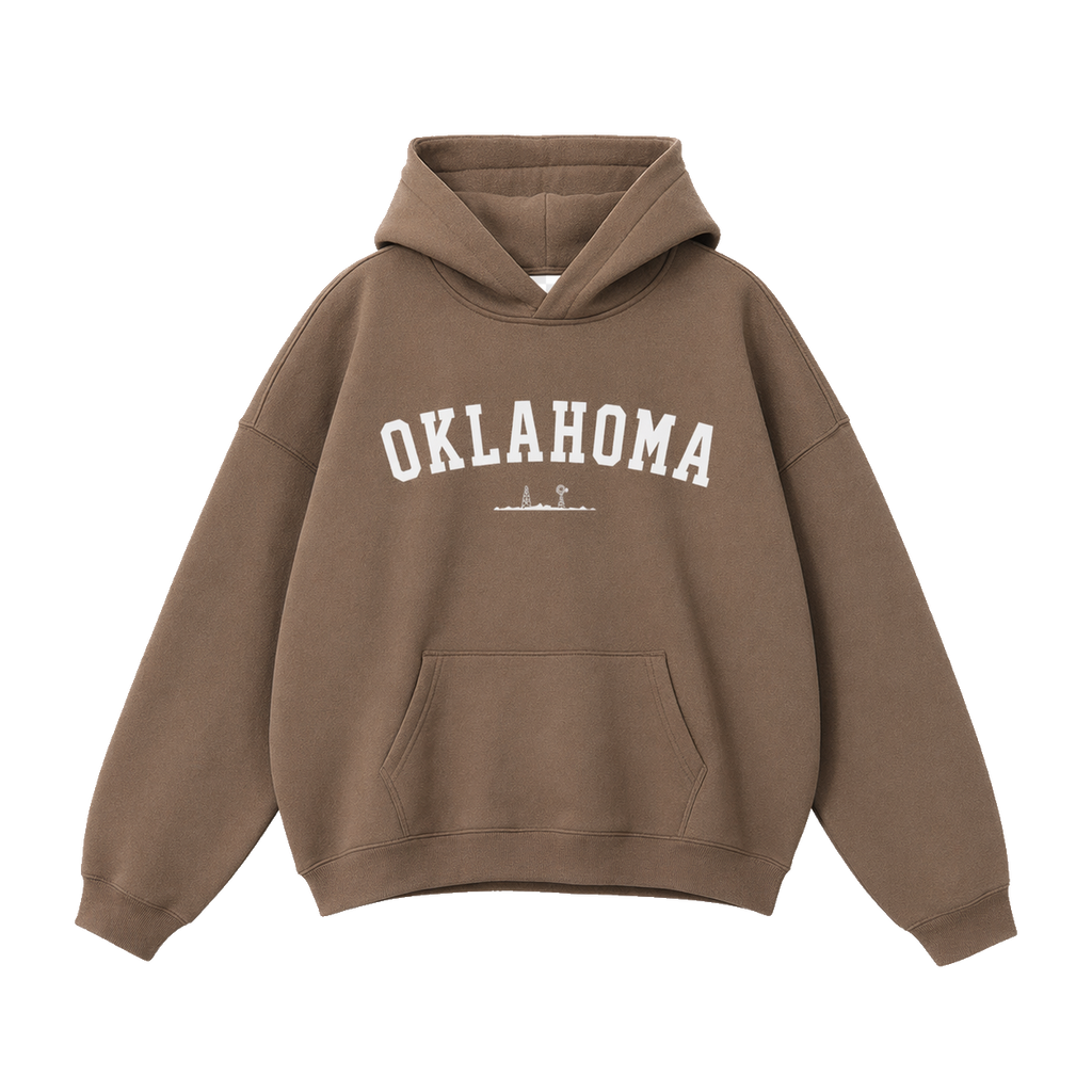 Collection 9 Oklahoma Oversize Fleeced Hoodie - Brown front