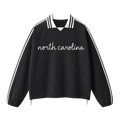 Collection 3 North Carolina Contrast Striped Lapel Collar Sweatshirt - Black front
