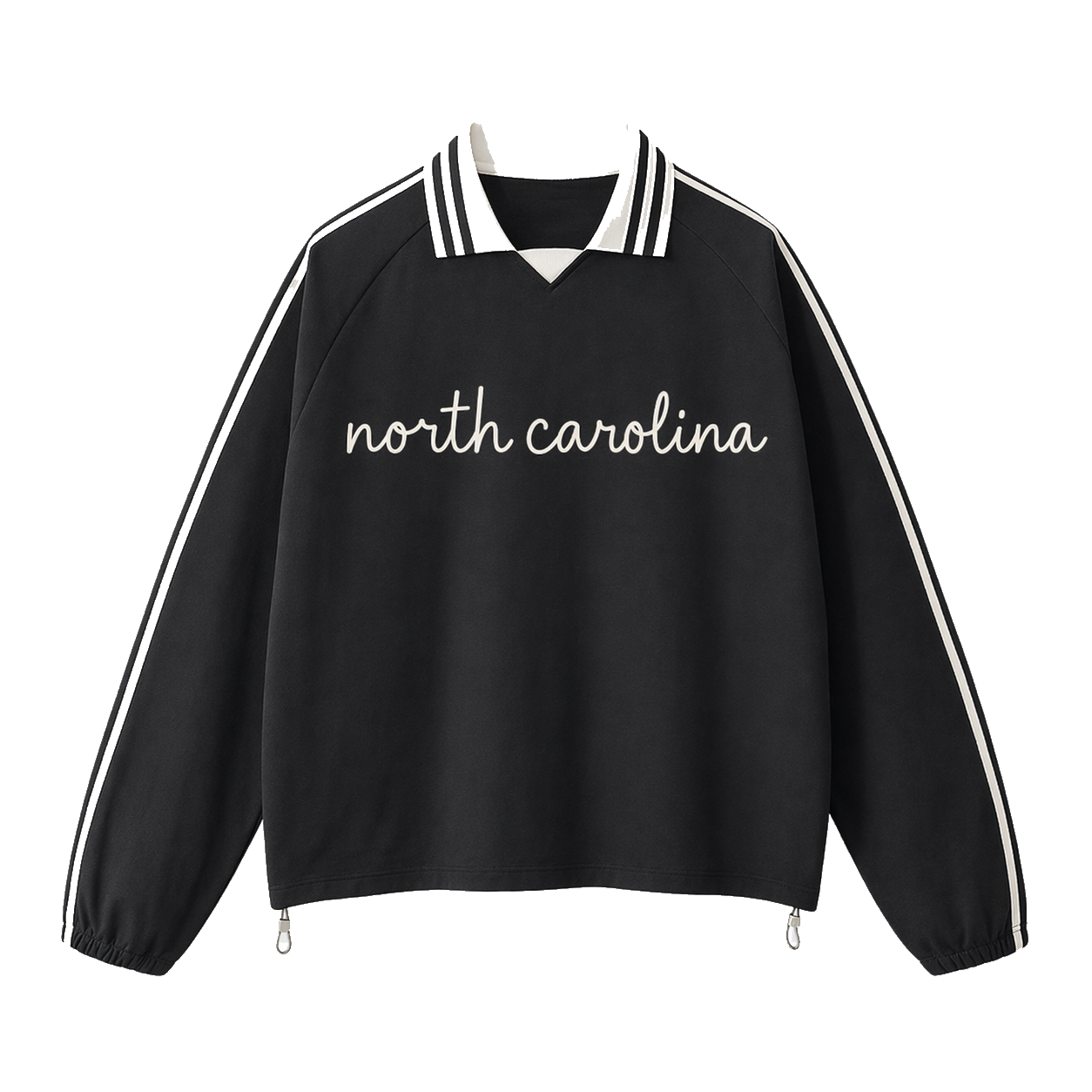 Collection 3 North Carolina Contrast Striped Lapel Collar Sweatshirt - Black front