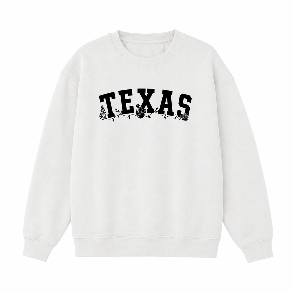 Collection 10 Texas Essential Heavyweight Crewneck Sweatshirt - White front