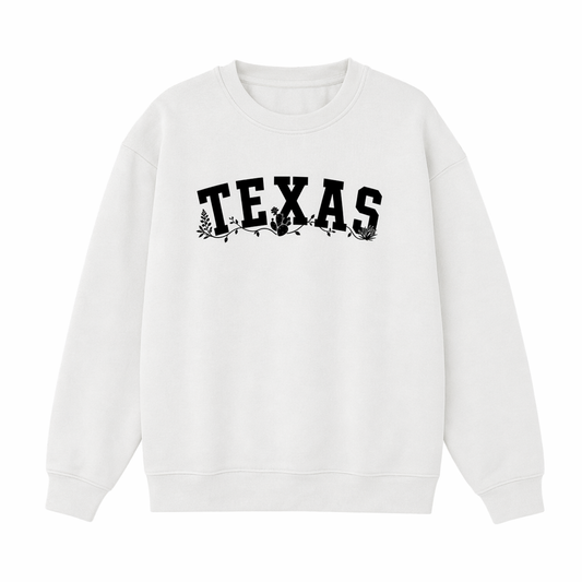 Collection 10 Texas Essential Heavyweight Crewneck Sweatshirt - White front