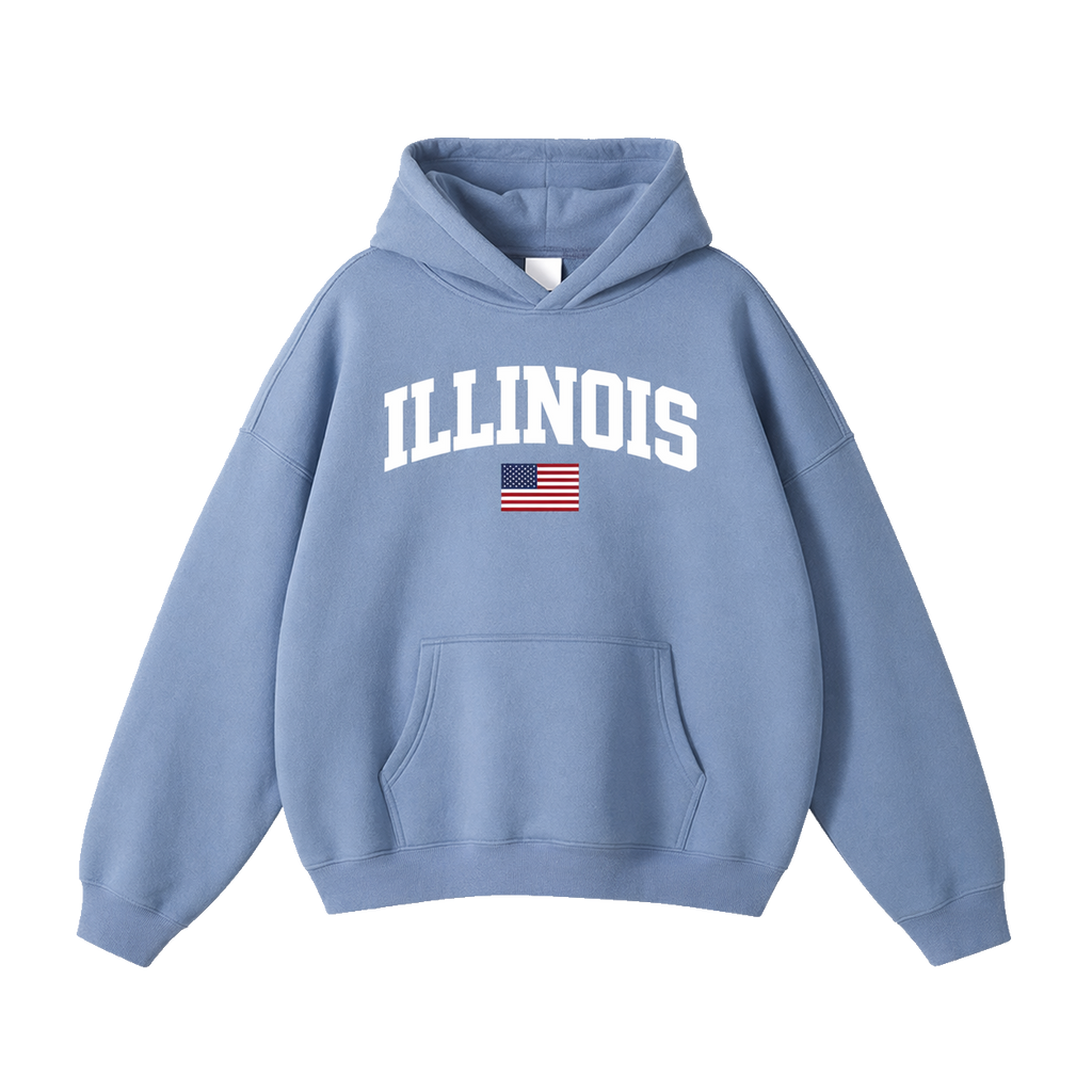 Collection 2 Illinois Oversize Fleeced Hoodie - Medium Blue front