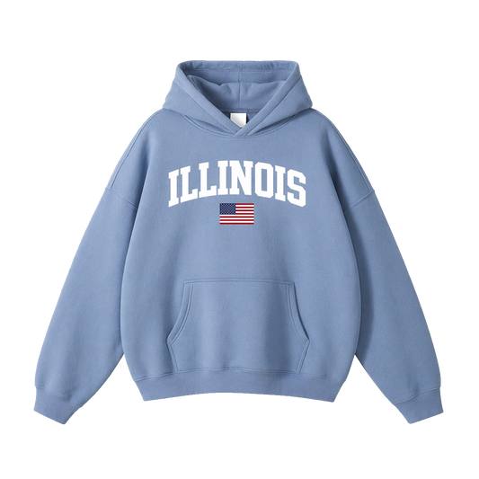 Collection 2 Illinois Oversize Fleeced Hoodie - Medium Blue front