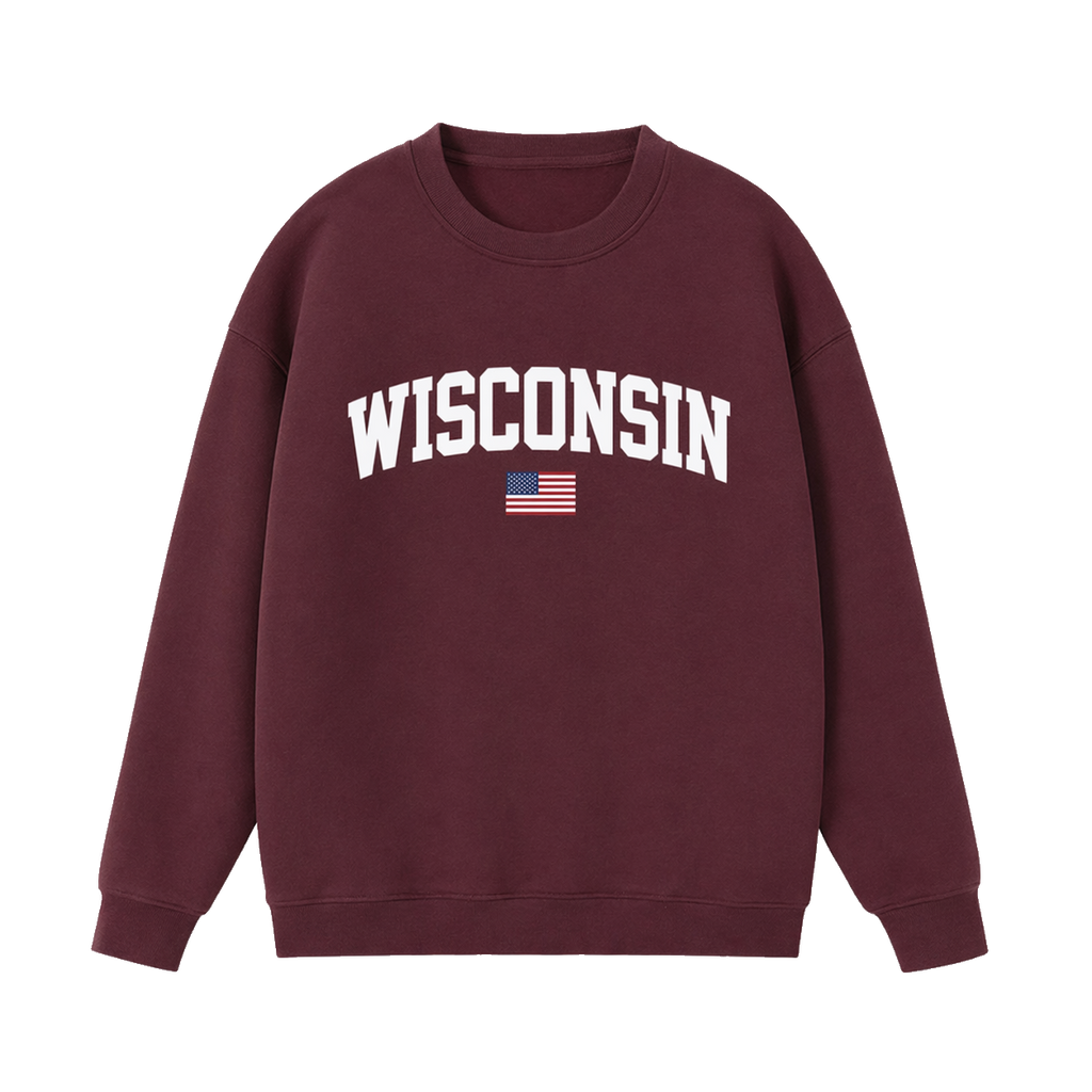 Collection 2 Wisconsin Essential Heavyweight Crewneck Sweatshirt - Dull Red front