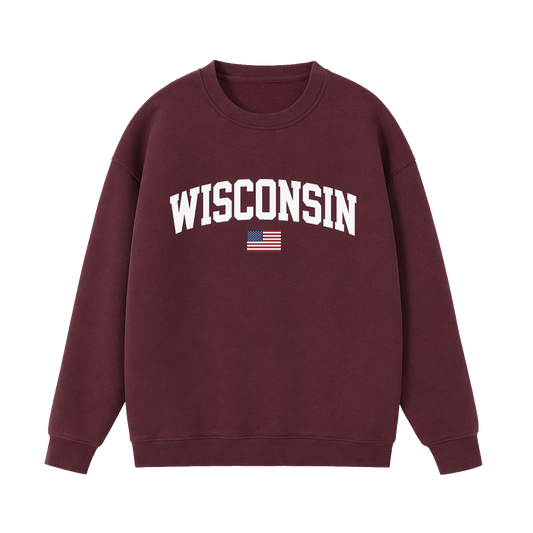 Collection 2 Wisconsin Essential Heavyweight Crewneck Sweatshirt - Dull Red front