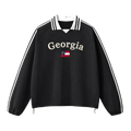 Collection 6 Georgia Contrast Striped Lapel Collar Sweatshirt - Black front