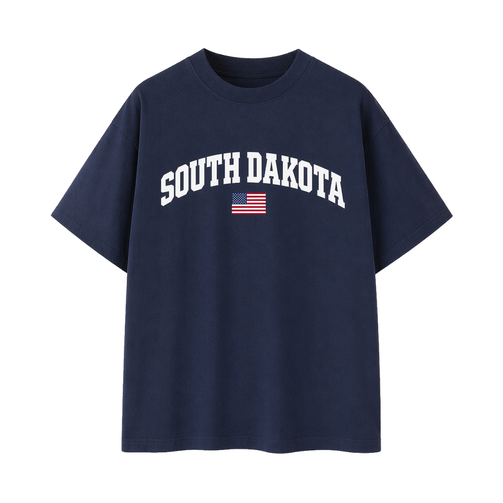 Collection 2 South Dakota Essential Cotton T-Shirt - Navy Blue front