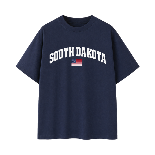 Collection 2 South Dakota Essential Cotton T-Shirt - Navy Blue front