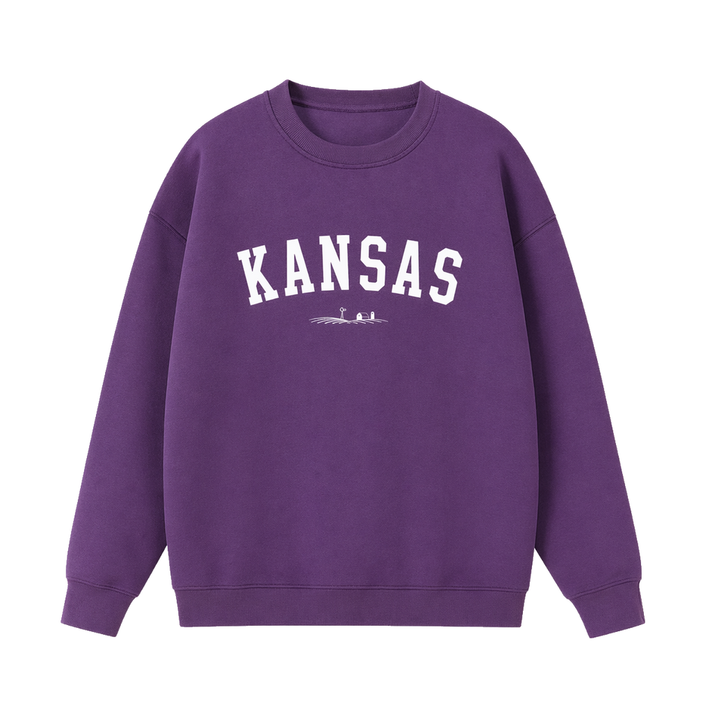 Collection 9 Kansas Essential Heavyweight Crewneck Sweatshirt - Purple front