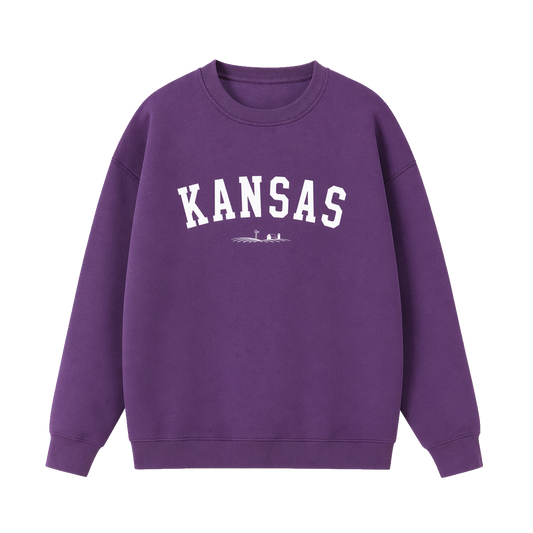 Collection 9 Kansas Essential Heavyweight Crewneck Sweatshirt - Purple front