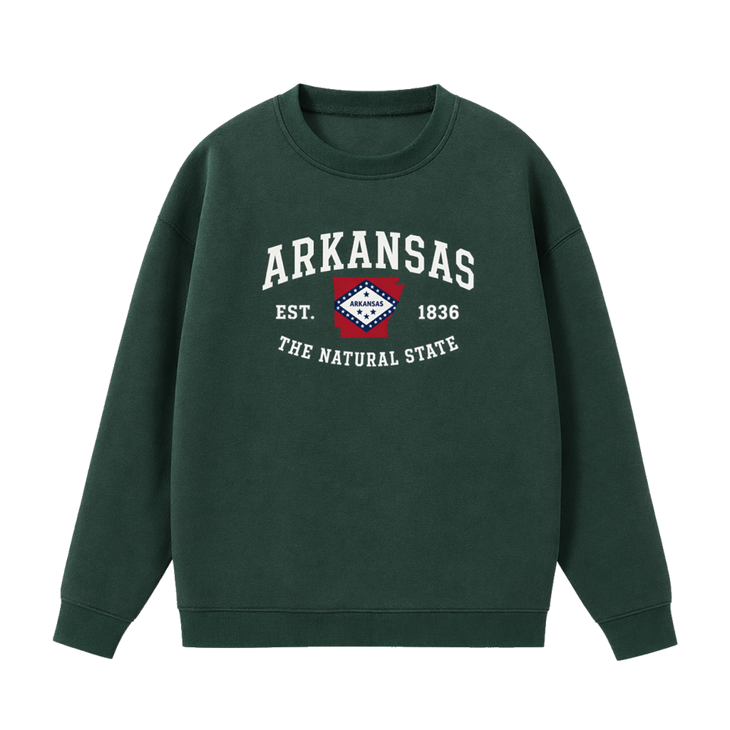 Collection 8 Arkansas Essential Heavyweight Crewneck Sweatshirt - Dark Green front