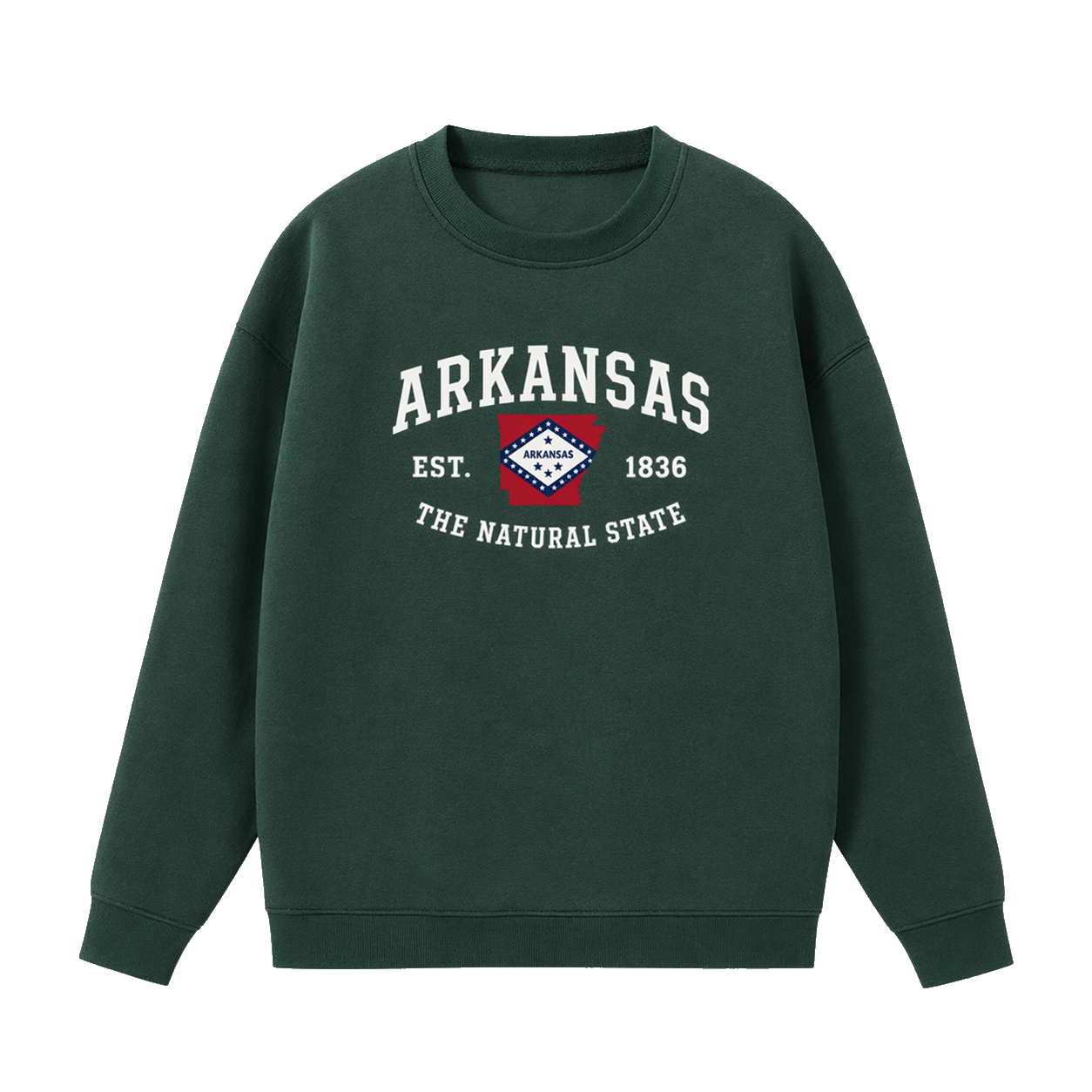 Collection 8 Arkansas Essential Heavyweight Crewneck Sweatshirt - Dark Green front