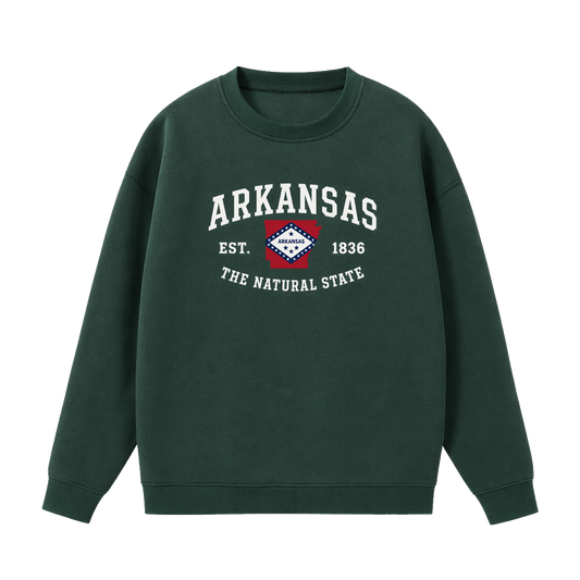 Collection 8 Arkansas Essential Heavyweight Crewneck Sweatshirt - Dark Green front