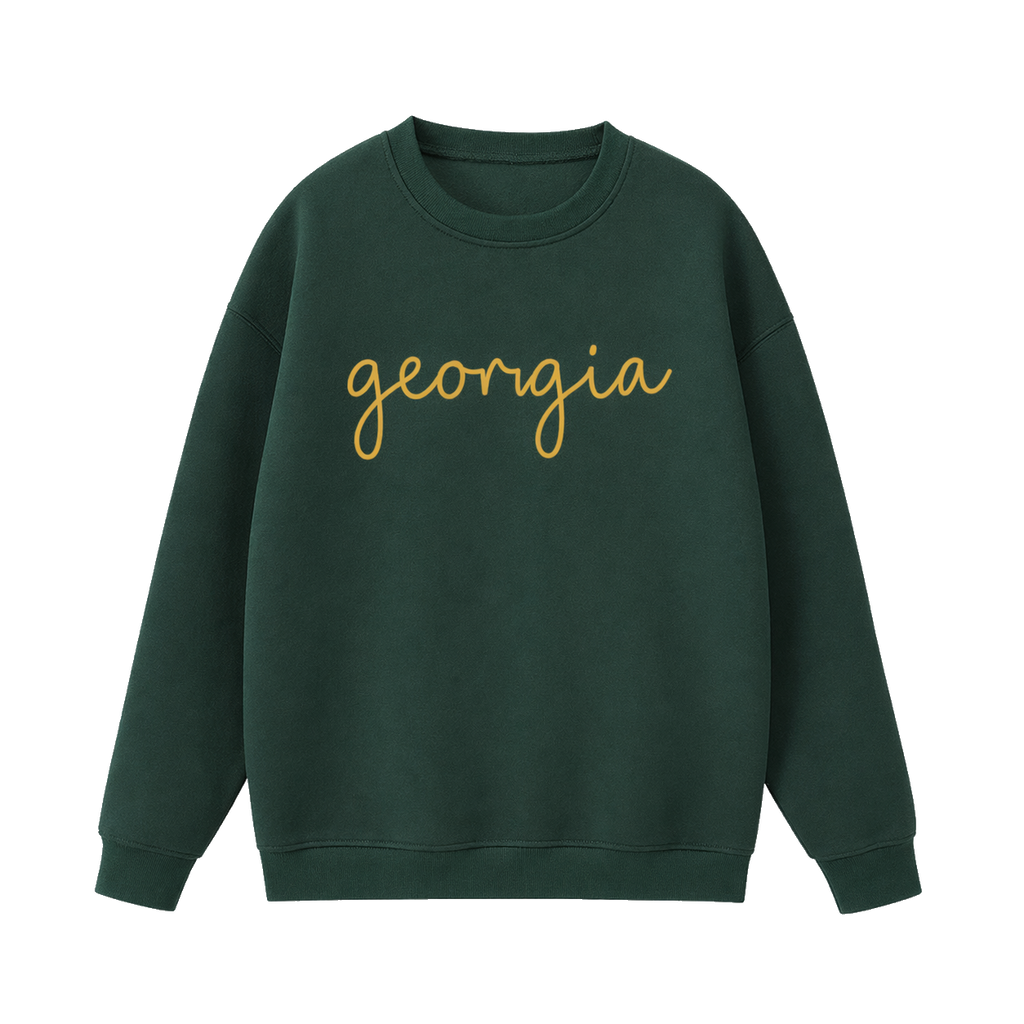 Collection 3 Georgia Essential Heavyweight Crewneck Sweatshirt - Dark Green front