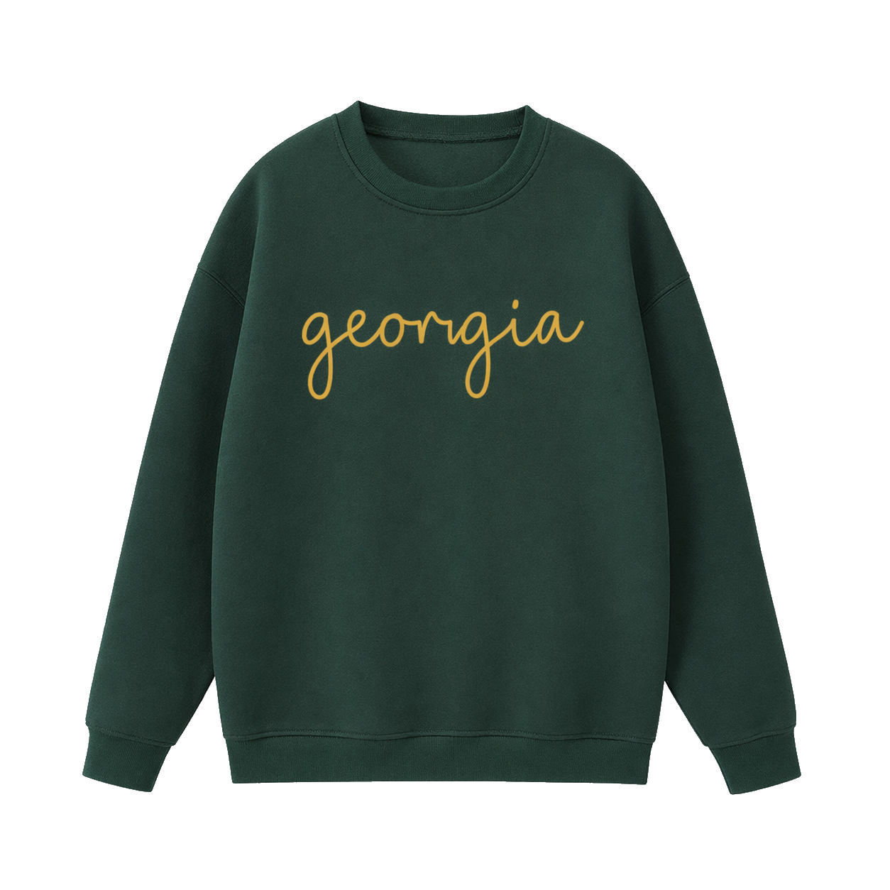 Collection 3 Georgia Essential Heavyweight Crewneck Sweatshirt - Dark Green front