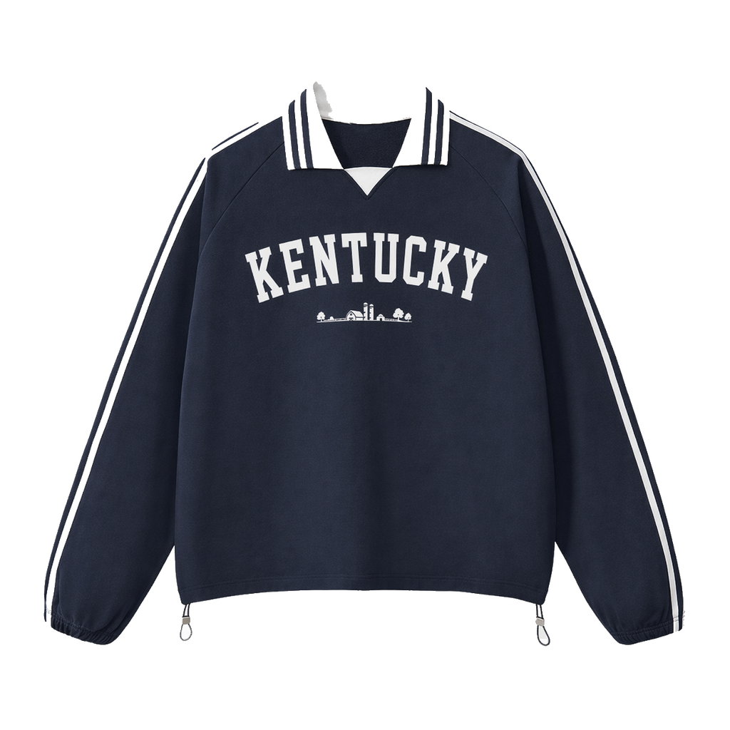 Collection 9 Kentucky Contrast Striped Lapel Collar Sweatshirt - Royal Blue front