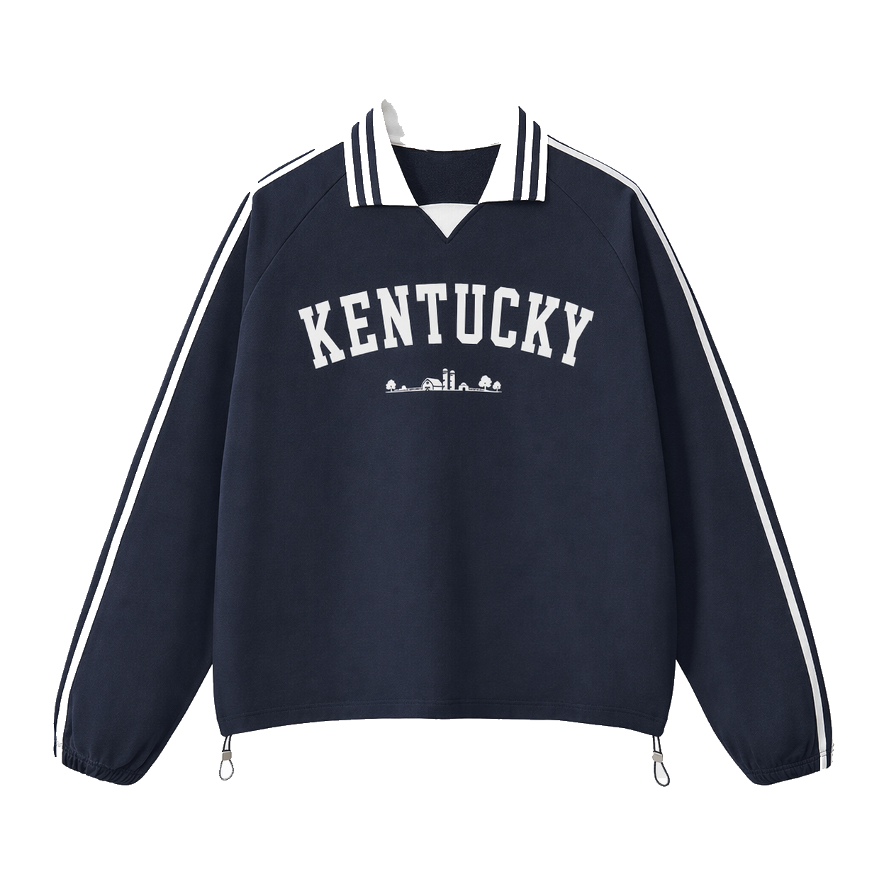 Collection 9 Kentucky Contrast Striped Lapel Collar Sweatshirt - Royal Blue front