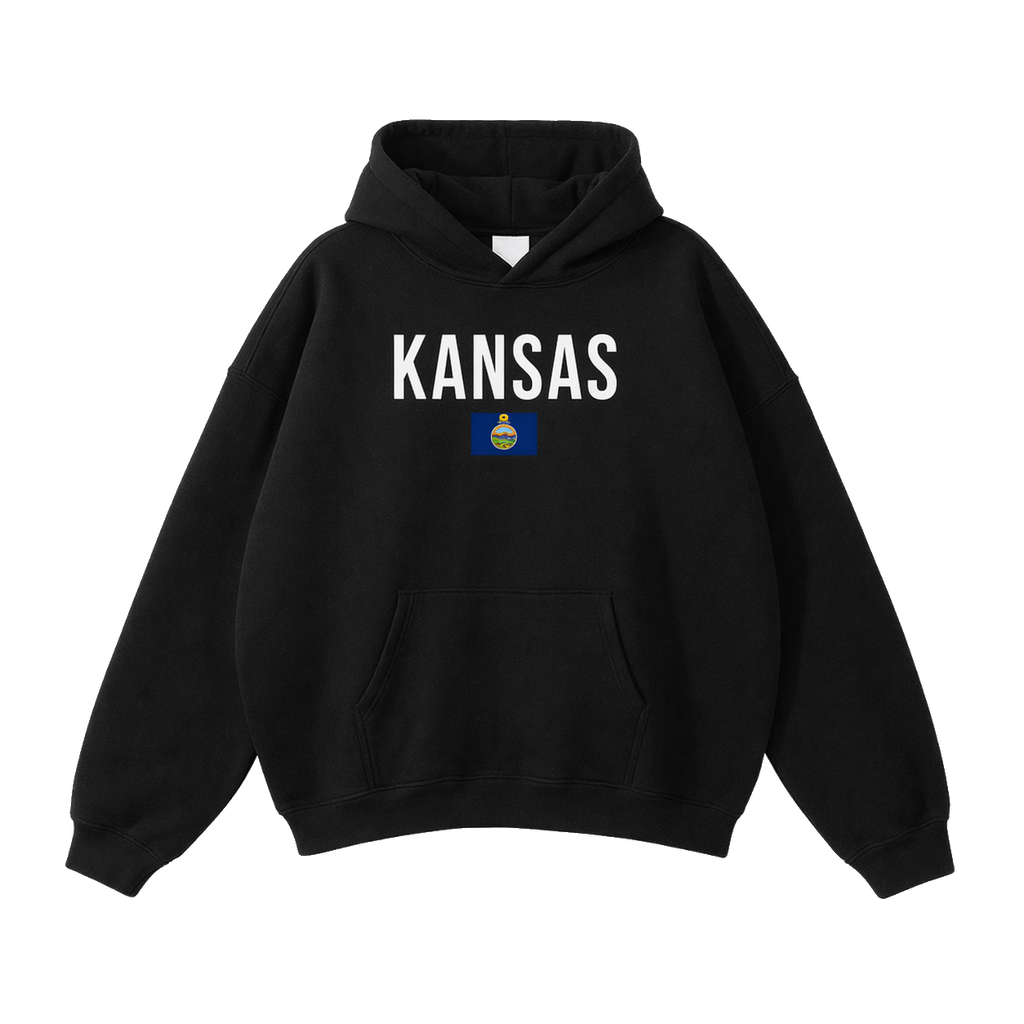 Collection 7 Kansas Oversize Fleeced Hoodie - Black front