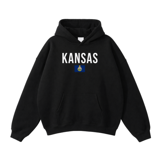 Collection 7 Kansas Oversize Fleeced Hoodie - Black front