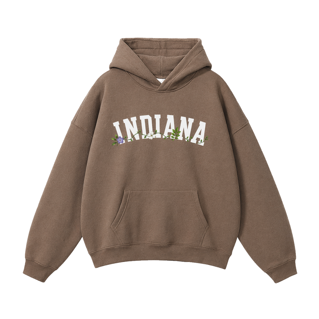 Collection 10 Indiana Oversize Fleeced Hoodie - Brown front