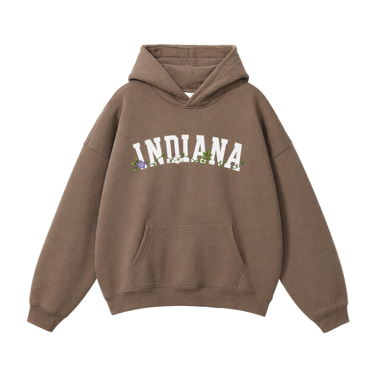Collection 10 Indiana Oversize Fleeced Hoodie - Brown front
