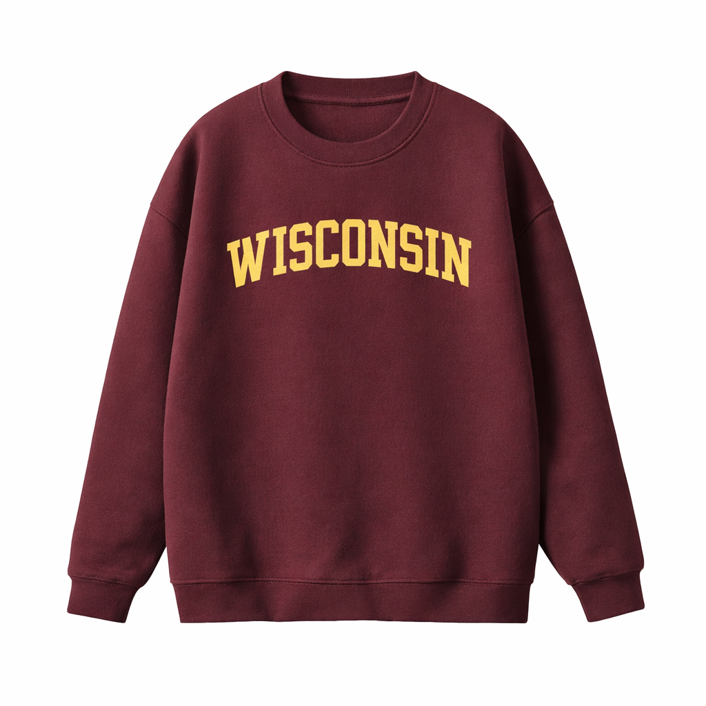 Collection 1 Wisconsin Essential Heavyweight Crewneck Sweatshirt - Dull Red front