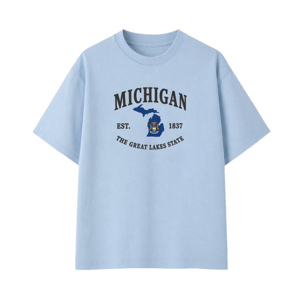Collection 8 Michigan Essential Cotton T-Shirt - Light Blue front