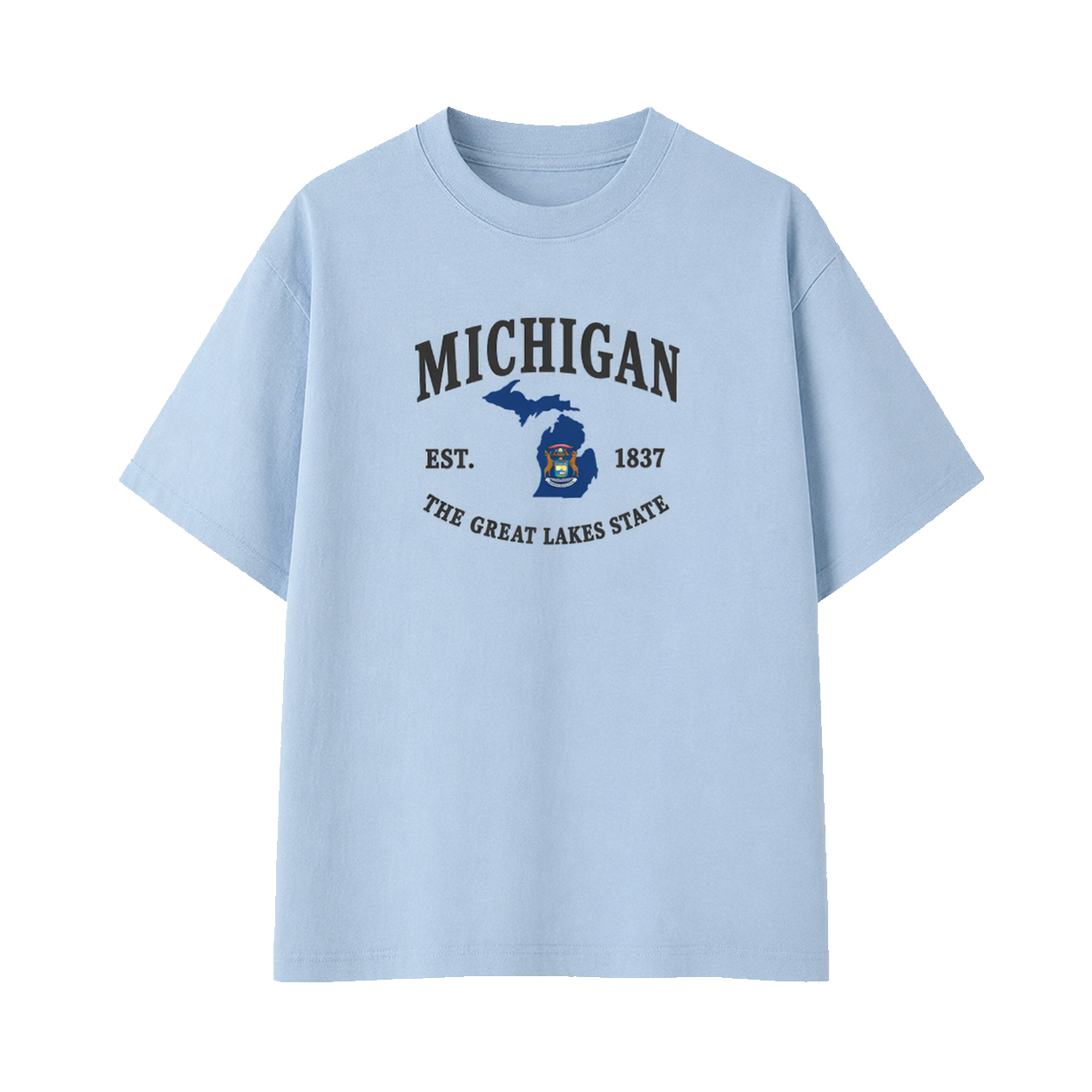 Collection 8 Michigan Essential Cotton T-Shirt - Light Blue front