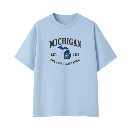Collection 8 Michigan Essential Cotton T-Shirt - Light Blue front