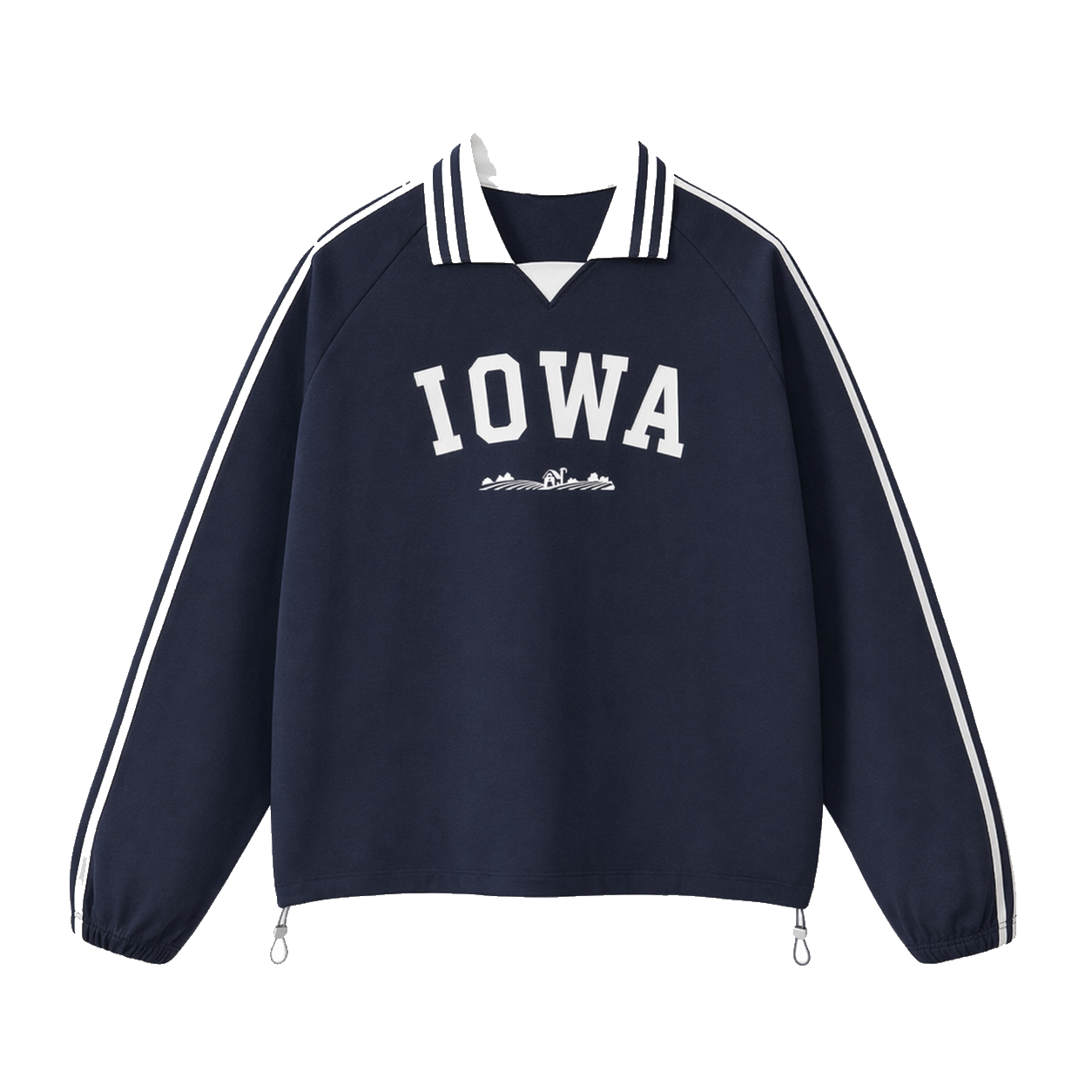 Collection 9 Iowa Contrast Striped Lapel Collar Sweatshirt - Royal Blue front