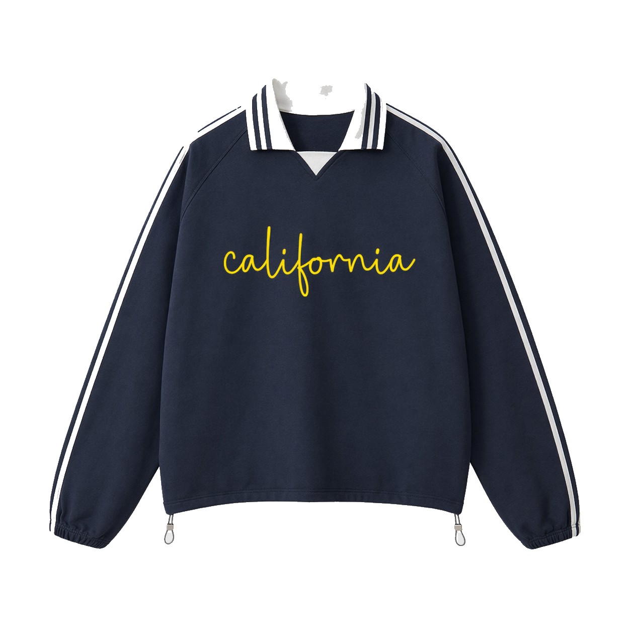 Collection 3 California Contrast Striped Lapel Collar Sweatshirt - Royal Blue front